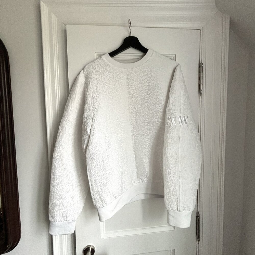 Alexander Wang White Crew Neck Puffy Cotton Sweatshirt, Size L